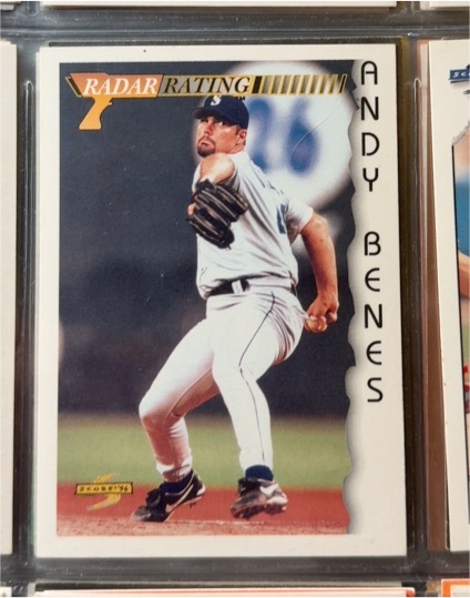 1996 Score #198 Andy Benes Radar Rating Seattle Mariners — front