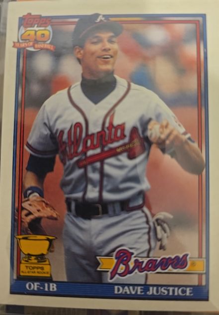 1991 Topps #329 Dave Justice — front