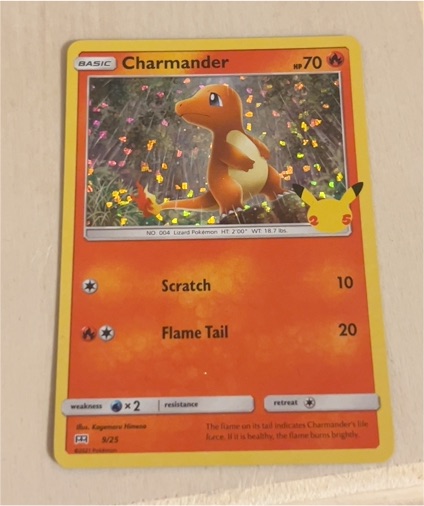 2021 Pokémon #9 Charmander McDonald's 25th Anniversary Promo — front