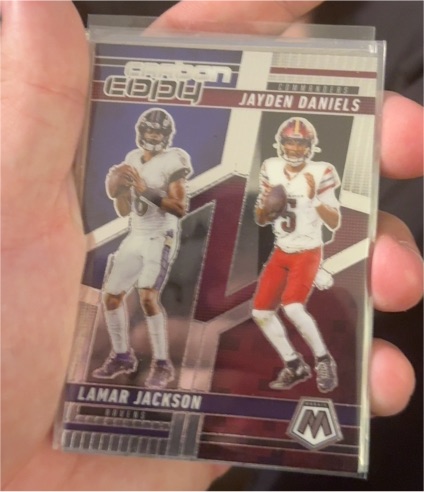 2025 Panini Mosaic Carbon Copy #CCO-6 Lamar Jackson & Jayden Daniels — front