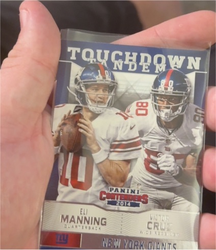 2014 Panini Contenders Touchdown Tandems #3 Eli Manning & Victor Cruz — front