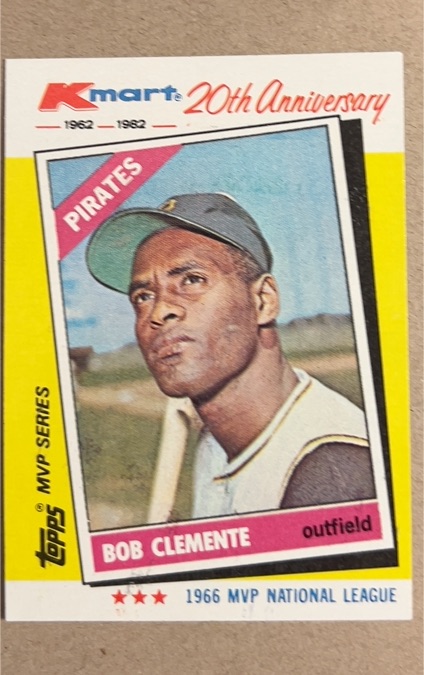 1982 Topps Kmart 20th Anniversary #10 Bob Clemente — front