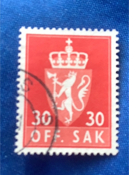 1955 Norway Official Stamp #O111 30 Ore Red OFF. SAK — front