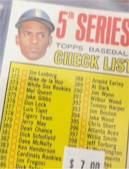 1967 Topps #361 Roberto Clemente Checklist — front