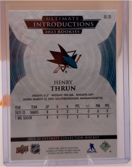 2023 Upper Deck Ultimate Collection Introductions #UI-35 Henry Thrun Rookie — front