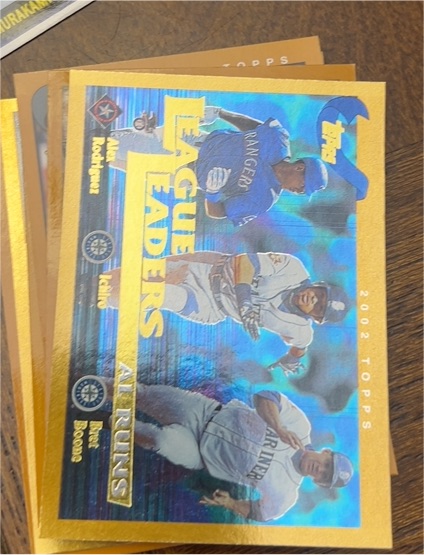 2002 Topps #338 Alex Rodriguez / Ichiro Suzuki / Bret Boone League Leaders — front