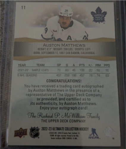 2022-23 Upper Deck Ultimate Collection #11 Auston Matthews — front