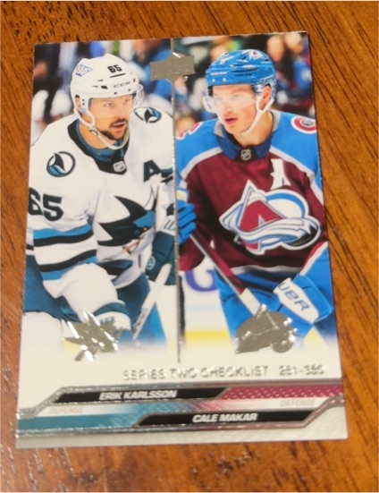2023-24 Upper Deck Series 2 #449 Erik Karlsson / Cale Makar — front