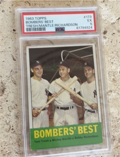 1963 Topps #173 Bombers' Best Tom Tresh Mickey Mantle Bobby Richardson — front