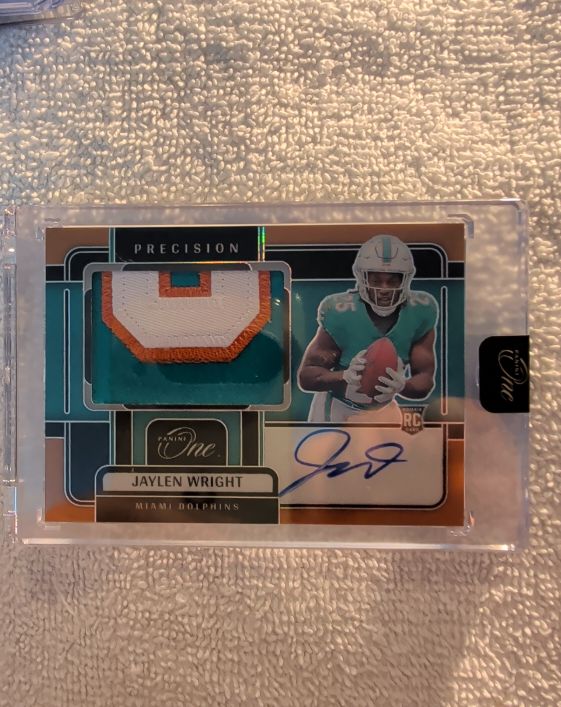 2024 Panini One #329 Jaylen Wright Precision Rookie Patch Auto — front