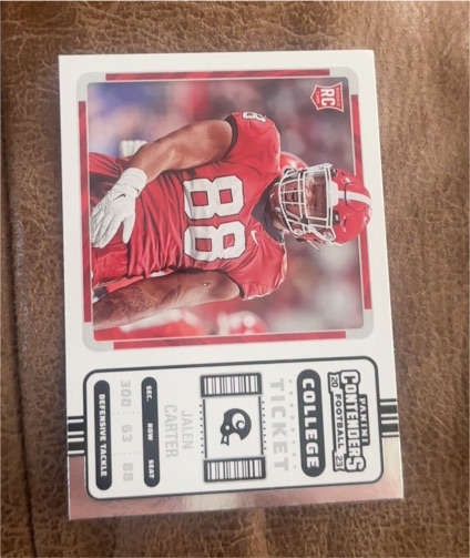 2023 Panini Chronicles Contenders Draft Picks College Ticket #21 Jalen Carter — front