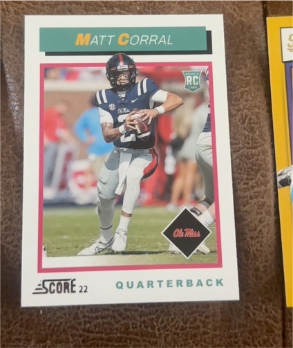 2022 Panini Score #TB2 Matt Corral 1992 Throwback Rookie Ole Miss — front