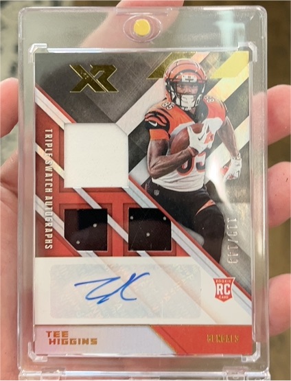 2020 Panini XR #Tripe Patch Auto /149 Tee Higgins — front