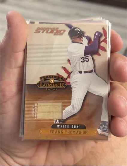 2001 Donruss Studio Leather & Lumber #LL-5 Frank Thomas — front
