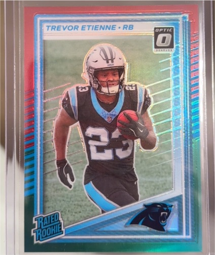 2025 Donruss Optic #326 Trevor Etienne Rated Rookie Preview — front