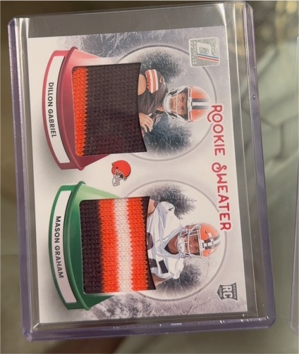 2025 Panini Donruss RC Rookie Sweaters Dual Patch #SWED-CLE Dillon Gabriel / Mason Graham — front
