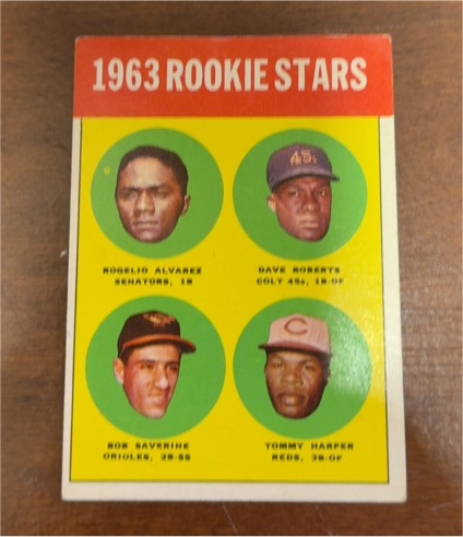 1963 Topps #158 Rookie Stars Rogelio Alvarez Dave Roberts Bob Saverine Tommy Harper — front