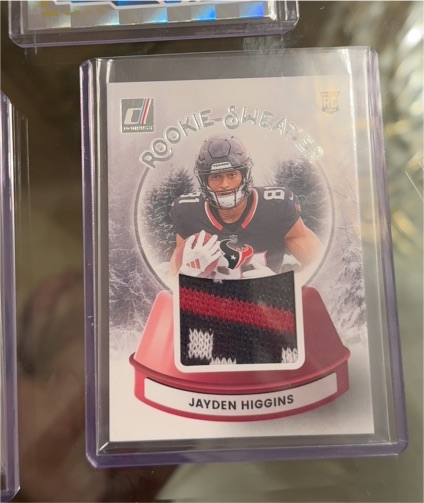 2025 Panini Donruss #SWE-JHS Jayden Higgins Rookie Sweater Patch — front