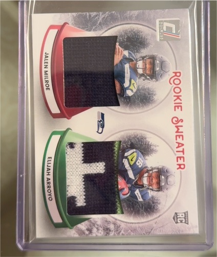 2025 Panini Donruss #SWED-SEA Jalen Milroe / Elijah Arroyo Rookie Sweater — front