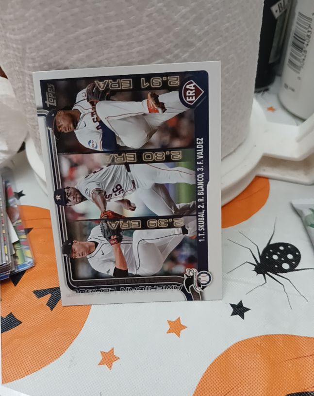 2025 Topps #5 AL ERA Leaders Tarik Skubal / Ronel Blanco / Framber Valdez — front