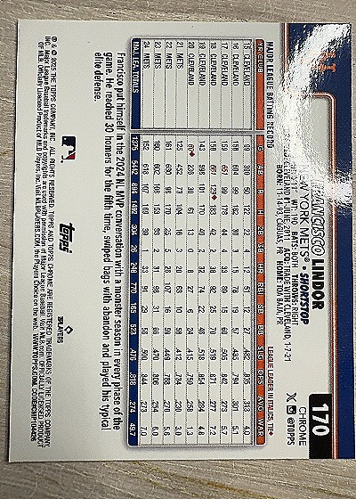 2025 Topps #170 Francisco Lindor — front