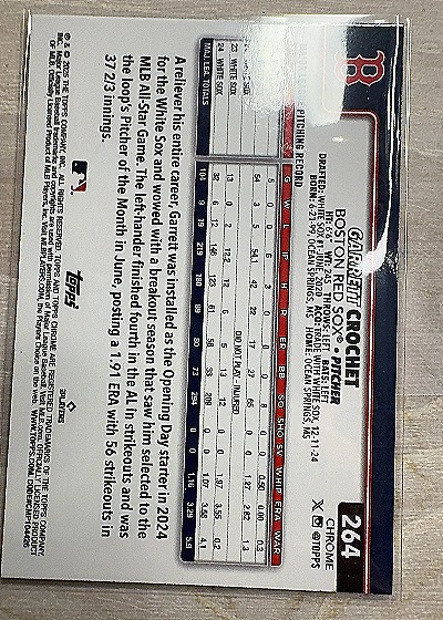 2024 Topps Chrome #264 Garrett Crochet — back