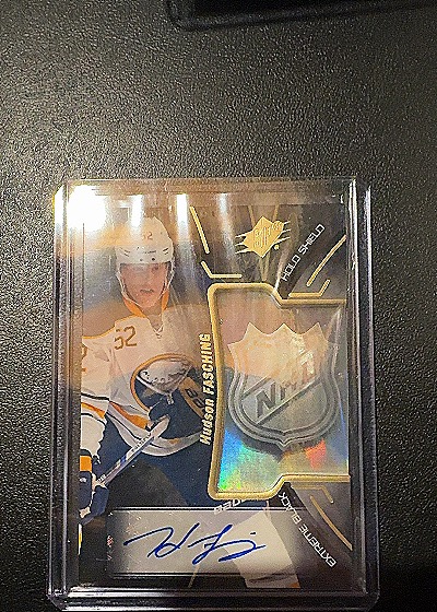 2016-17 Upper Deck SPX Extreme Black Holo Shield Autograph # Hudson Fasching — front