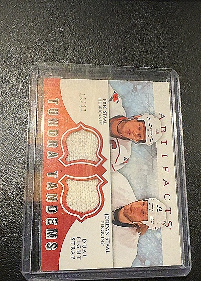 2012-13 Upper Deck Artifacts Tundra Tandems Dual Fight Strap Eric Staal Jordan Staal — front