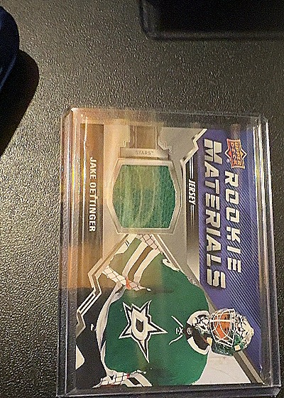 2020-21 Upper Deck Rookie Materials #RM-JO Jake Oettinger — front
