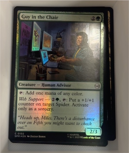 2025 Magic: The Gathering Universes Beyond Spider-Man #102 Guy in the Chair — front