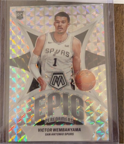 2023-24 Panini Mosaic #12 Victor Wembanyama Epic Performers Silver Mosaic — front