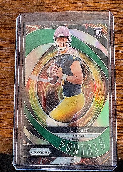 2024 Panini Prizm #7 J.J. McCarthy Portals Rookie Card — front
