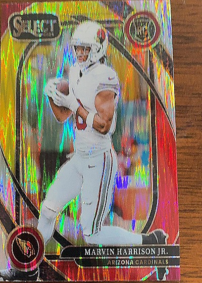 2024 Panini Select #28 Marvin Harrison Jr. Red & Blue Prizm Shock Arizona — front