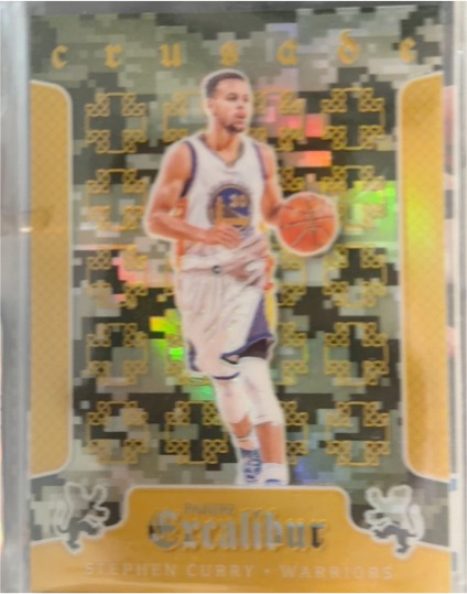 2015-16 Panini Excalibur Crusade Camo Gold #22 Stephen Curry — front