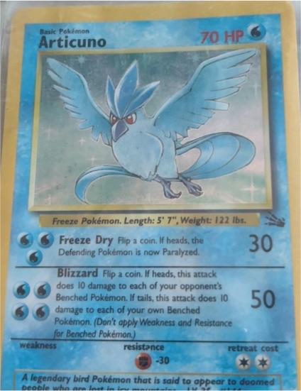 1999 Pokémon Fossil #2 Articuno — front