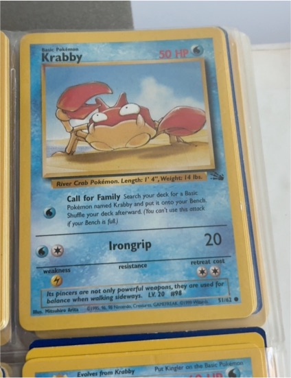 1999 Pokémon Fossil #51 Krabby — front