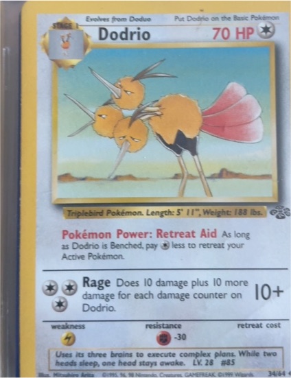 1999 Pokémon Jungle #34 Dodrio — front