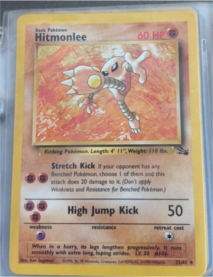 1999 Pokémon Fossil #22 Hitmonlee — front