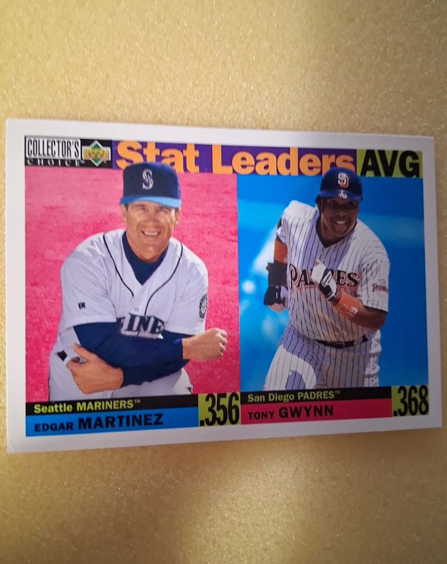 1995 Upper Deck Collector's Choice #2 Edgar Martinez / Tony Gwynn Stat Leaders AVG — front