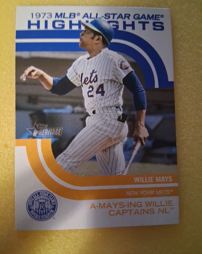 2022 Topps Heritage #ASGH-9 Willie Mays 1973 MLB All-Star Game Highlights — front
