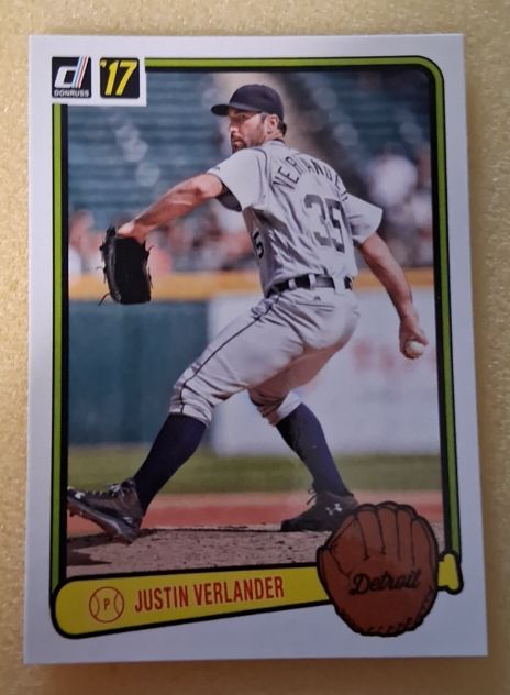 2017 Donruss #RV-12 Justin Verlander Retro Variations 1983 — front