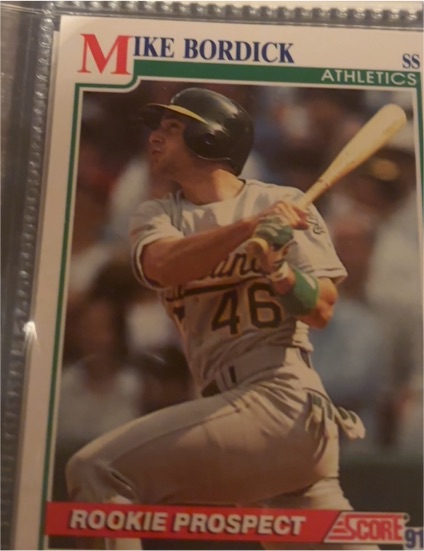 1991 Score #339 Mike Bordick Rookie Prospect Oakland Athletics — front