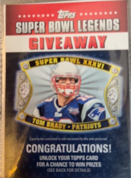 2011 Topps #SBLG-7 Tom Brady Super Bowl Legends Giveaway — front