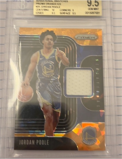 2019-20 Panini Prizm Sensational Swatches Orange Ice #SS-DPL Jordan Poole — front