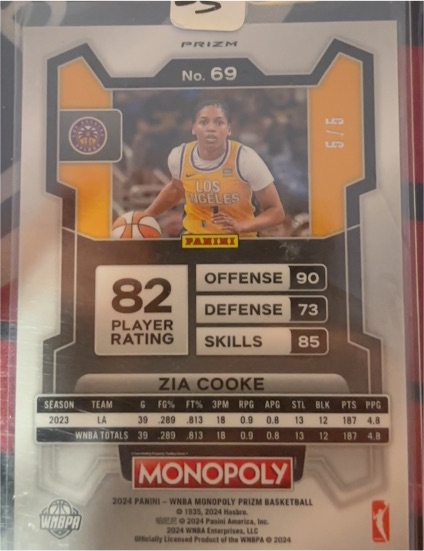 2024 Panini Prizm Monopoly #69 Zia Cooke — front