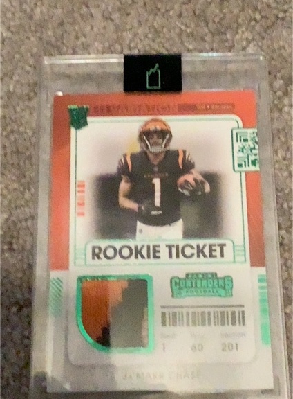 2021 Panini Contenders Rookie Ticket Patch Green Foil Variation Trevor Lawrence #RTS-TL — front