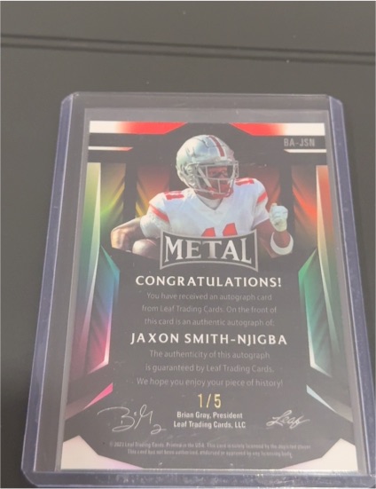 2023 Leaf Metal Portrait #BA-JSN Jaxon Smith-Njigba — front