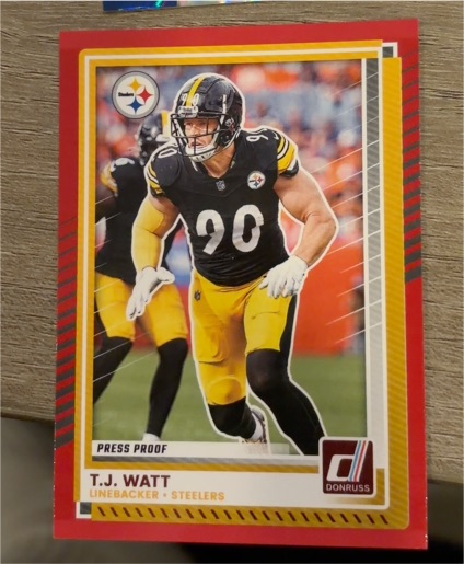 2025 Donruss #132 T.J. Watt Red Press Proof — front