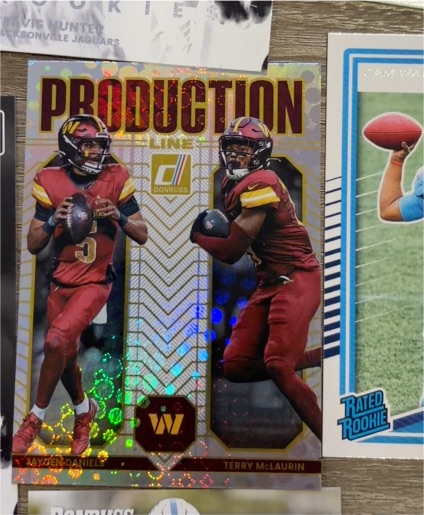 2025 Donruss Production Line #8 Jayden Daniels/Terry McLaurin — front