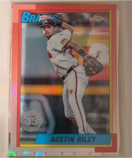 2025 Topps Chrome #90CB-1 Austin Riley 1990 Topps Baseball 35th Anniversary — front